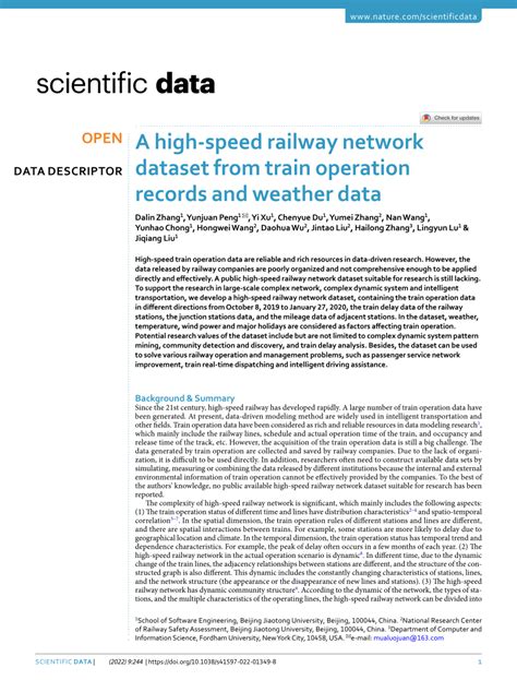 PDF A High Speed Railway Network Dataset From Train Operation Records