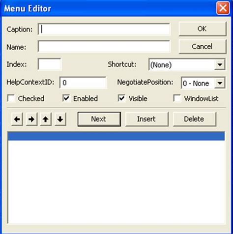 Menu Editor Of Visual Basic 60