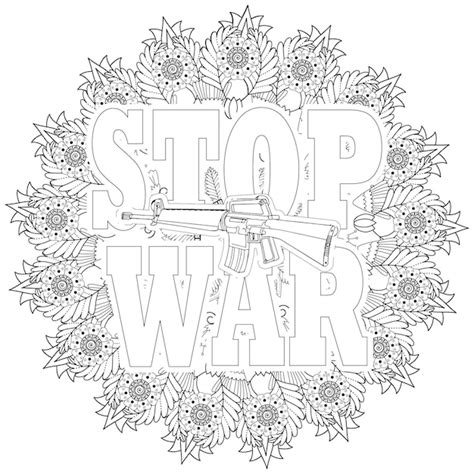 Premium Vector | Stop war quotes Black and White Flower Mandala ...