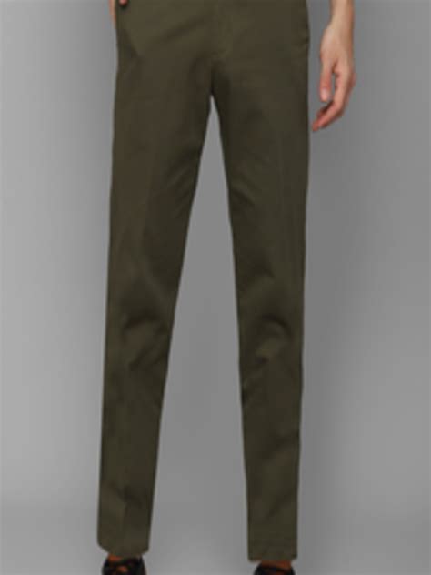 Buy Allen Solly Men Olive Green Slim Fit Casual Trousers Trousers For