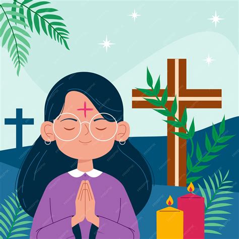 Premium Vector | Flat illustration for religious ash wednesday celebration