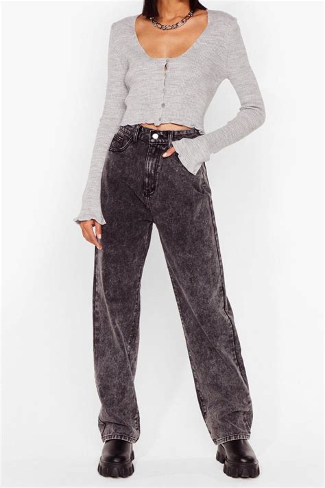 High Waisted Straight Leg Jeans Boohoo Uk