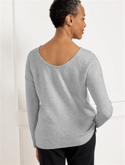 Pointelle Knit Scoop Back Sweater Talbots