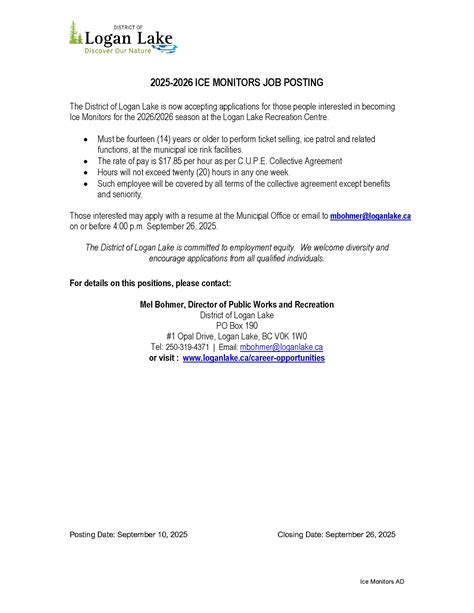 Career Opportunities : District of Logan Lake