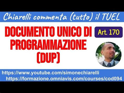 Chiarelli Commenta Tutto Il TUEL Art 170 DUP Documento Unico