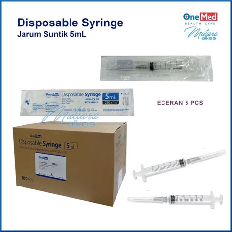 ECERAN 5 PCS Jarum Suntik 5cc OneMed Disposable Syringe 5ml Spuit