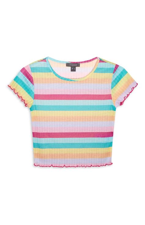 Primark Rainbow Stripe Crop Top Simple Trendy Outfits Striped Crop