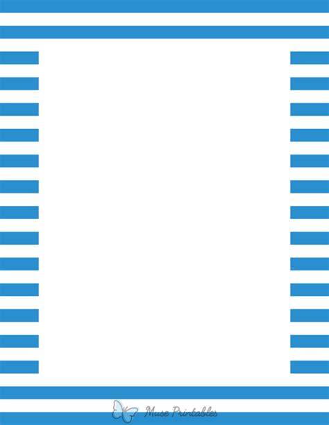 Printable Blue And White Horizontal Striped Page Border