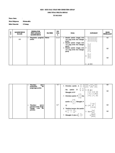 Kisi Kisi Soal Ujian Mid Semester Genap Pdf