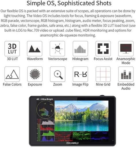 Feelworld Lut S Lut Inch Camera Field Monitor Nits Hdr D Lut