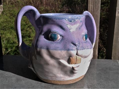 24 Fl Oz Rabbit Face Mug Wheel Thrown Hand Sculpted Stoneware