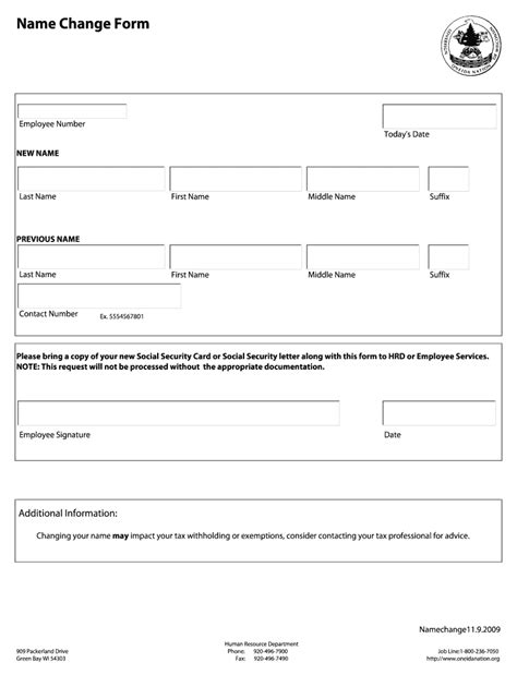 Fillable Online Oneidanation Name Change Form Oneida Fax Email Print