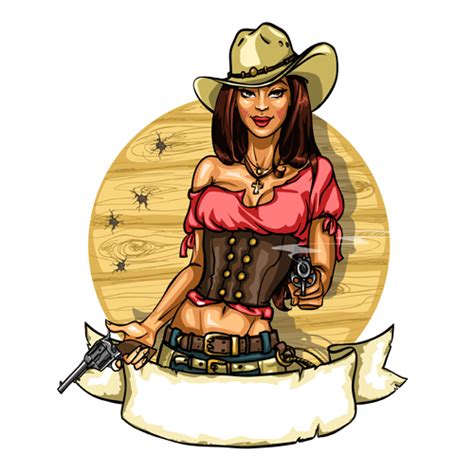 Cowboy girl with vintage labels vector 03 free download