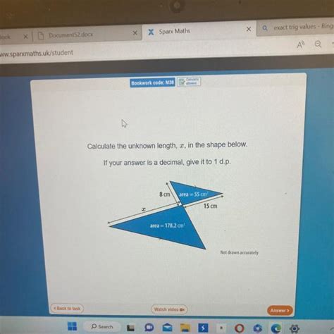 Calculate The Unknown Length X In The Shape Below If Your Answer Is