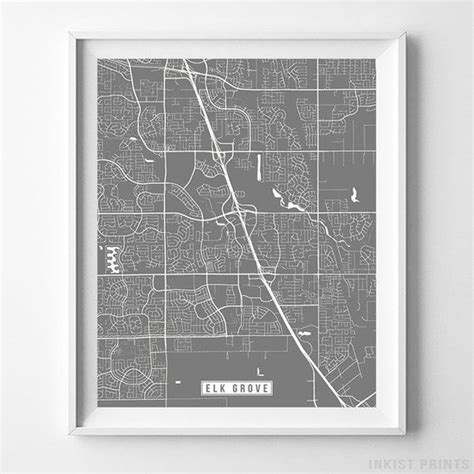 Elk Grove California Map Print Street Poster City Road Etsy Map