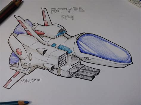 Sketch of the iconic R9 ship from the R-Type series : retrogaming