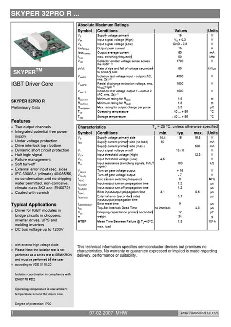 Skyper32pror Datasheet Semikron International