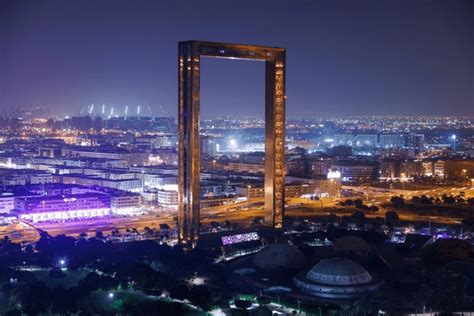 Dubai Frame Illuminated Night Royalty-Free Images, Stock Photos ...