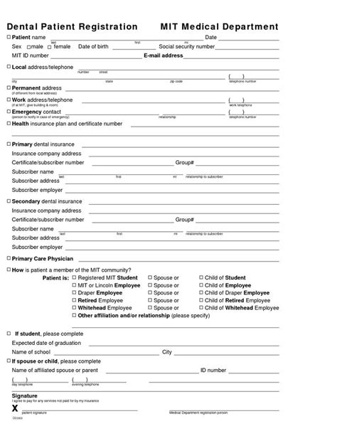 Printable Dental Patient Registration Form Template Printable Word