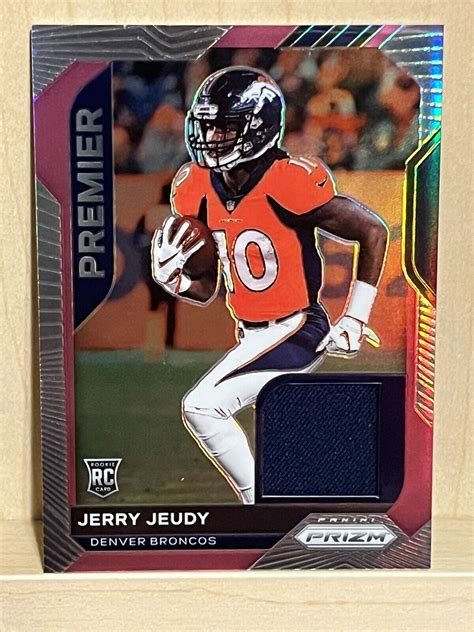 2020 Panini Prizm Rookie Gear Pink Prizm 8 Jerry Jeudy MEM RC For