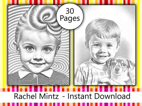 30 Realistic Grayscale Portraits, Beautiful Women, Girls and Boys, Pop Art, Printable Coloring ...