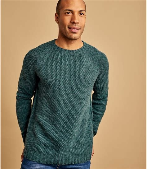 Thyme Marl Mens Lambswool Moss Stitch Sweater Woolovers Us