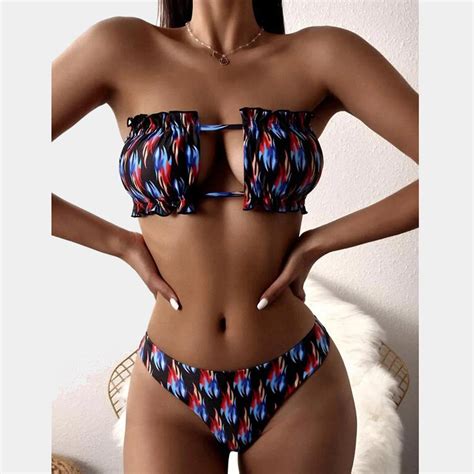 Sexy Bikini 2020 plissé Bandeau maillot de bain maillot de bain pour