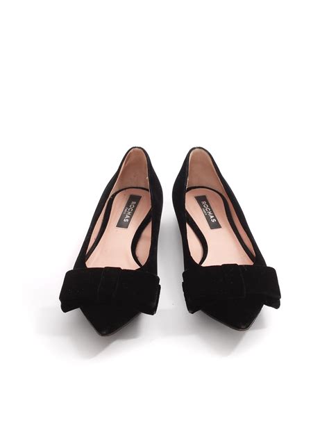 Boutique Rochas Ballerines Plates Bout Pointu Avec Noeud Velours Noir