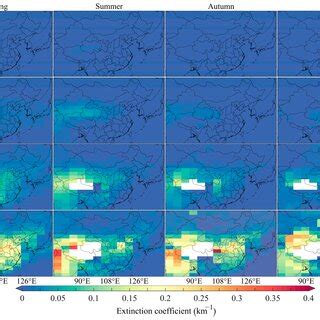 Distribution Of The Seasonal Average Dust Extinction Coefficient In