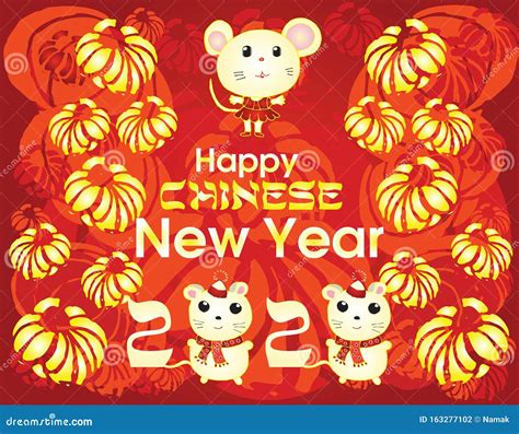 Chinese New Year Three White Rats Symbol Year Of The Metal Rat