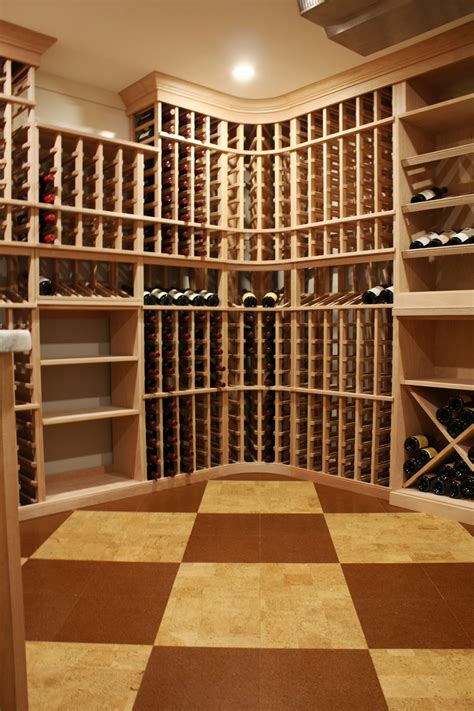 Wine Cellar With Custom Mahogany Wine Racking Cork Flooring Fully