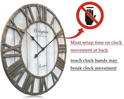 Westzytturm Extra Large Wall Clock Wood Rustic Farmhouse Vintage