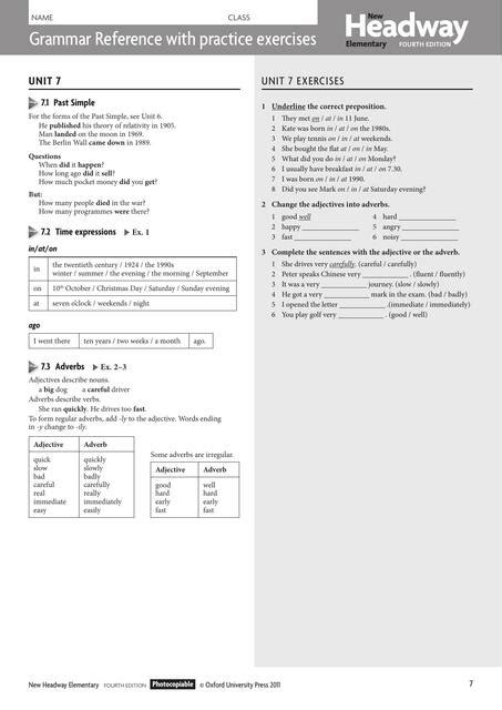 Grammar Reference With Practice Exercises Unit Erik Daniel Apaza