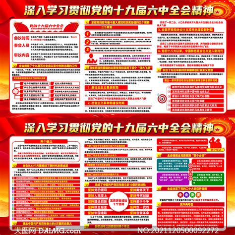 深入学习贯彻党的十九届六中全会展板 大图网图片素材