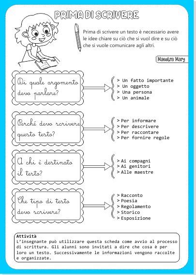 Schede Di Italiano Il Testo Maestra Mary