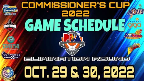 Pba Commissioner S Cup Game Schedules Oct Elimination