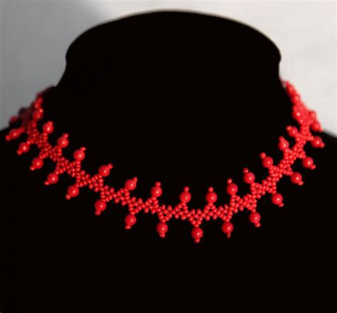 Free Pattern For Necklace More Red Beads Magic Simple Beaded