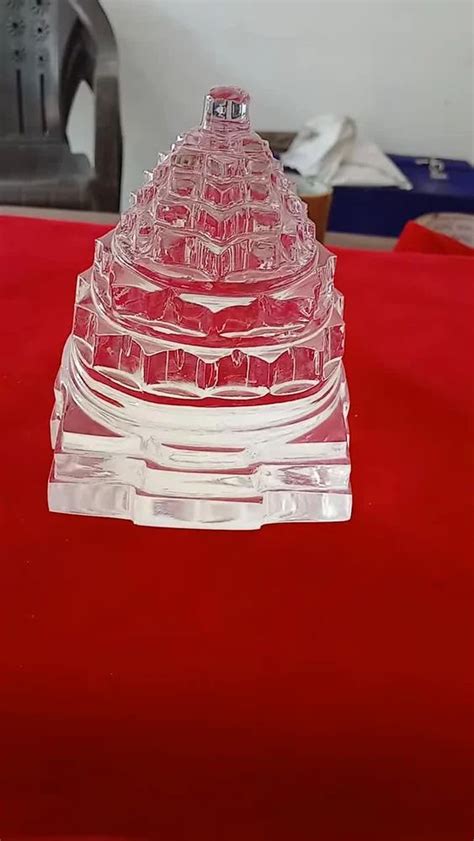 Natural Clear Quartz Sphatik Crystal Shree Yantra Pyramid For Grid And