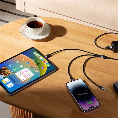 Кабел 3 в 1 USB - Lightning/Micro/Type-C, Baseus, 1.2 m, 3.5 A, Черен ...