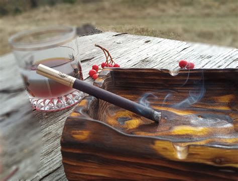 Personalized Cigar Ashtray Rustic Ashtray Walnut Ash Etsy