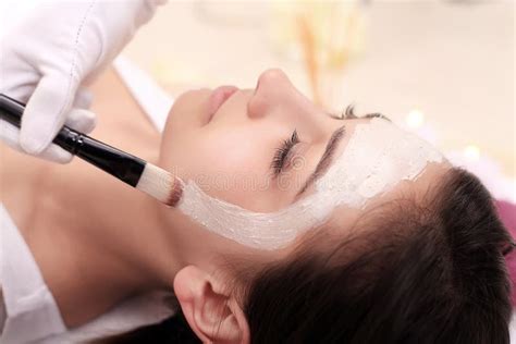 Facial Beauty Treatment Beautiful Woman Getting Cosmetic Mask Stock