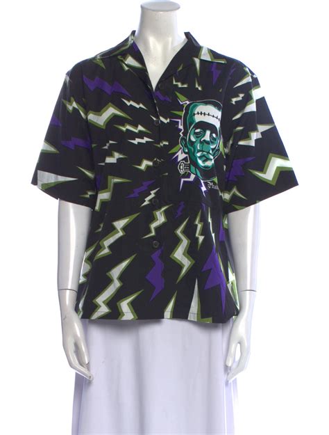 Prada X Universal Studios Edition Frankenstein Printed Button Up Top