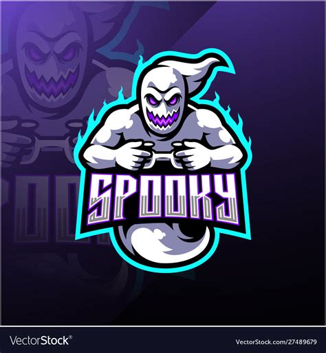 Spooky ghost esport mascot logo design Royalty Free Vector