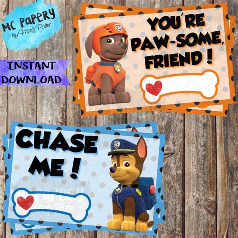 Free Printable Paw Patrol Valentine Cards