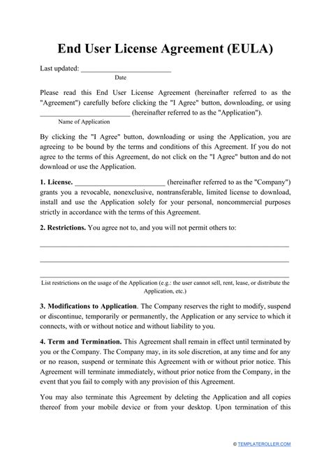 End User License Agreement Template Fill Out Sign Online And