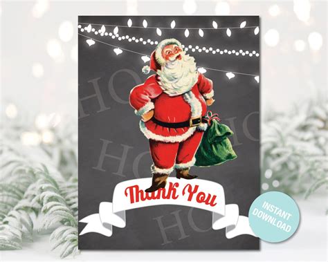 Retro Santa Thank You Note Christmas Thank You Cards Holiday Etsy