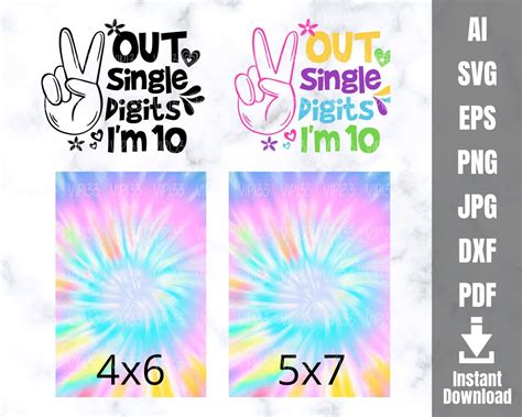 Peace Out Single Digits I M Svg Tenth Birthday For Girl Etsy