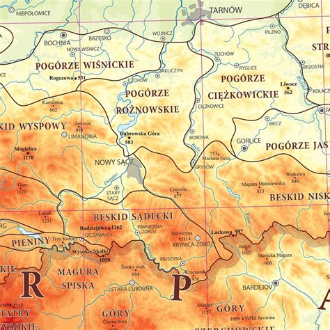 Купить Карта Польские горы физическая карта 1 700 000 отзывы фото и