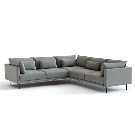 West Elm Halsey L Shaped Sectional Sofa 3D Model CGTrader