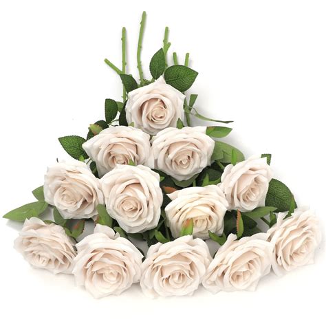 LVEFIT Artificial Rose Flower Nude Flowers Nude Roses Silk Flowers Pcs With Long Stem Silk